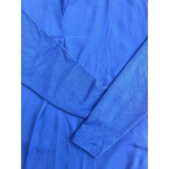 Loft Outlet Flowy Blouse Size Large Blue Long Sleeve - Picture 4 of 10